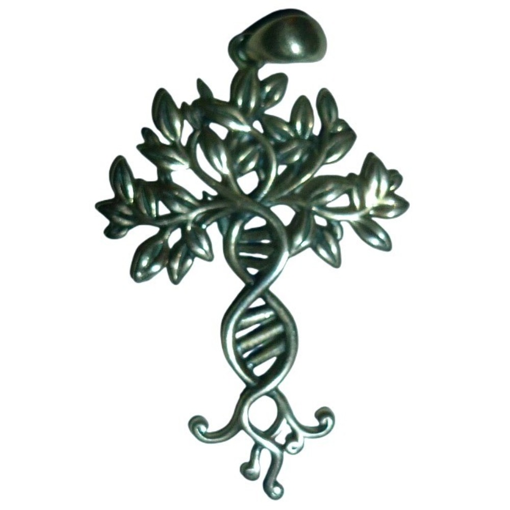 Sterling Silver DNA Helix Tree Life Pendant Charm Biology Science Genetics 925